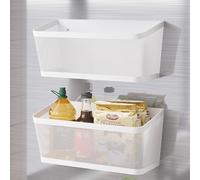 1 Pc Magnetic Spice Rack for Fridge Magnet Hanging Basket Holder for Seasonings Fruit Vegetables Coffee Beans Magnetic Organizer Shelf, Kitchen Refrigerator Organizers and Storage, Metal (1, White)