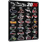 1 PC Metal Sign for F1 Race Track, Black Vintage Tin Poster Compatible with Formula 1 Decorations, Grand Prix Circuit Wall Art Display for Man Cave, Garage, Home Office Decor, Gifts for Men Fans