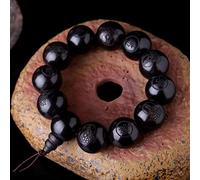 1 Pc Natural Ebony Beads Buddhist Prayer Bracelets Great Sculpture Buddha Bracelet Men Women Meditation Jewelry-Beads 15mm