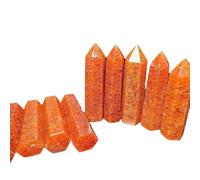 1 Pc Natural Red Strawberry Single Pointed Pillar Raw Stone Polishing, Four Sided Pillar Craft Ornament, Home Decoration Tower, House and Office Decoration9-10cm