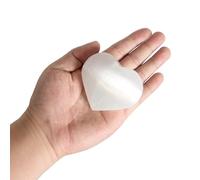 1 Pc Natural Selenite Heart Crystal 100g - Polished White Heart-Shaped Selenite Stone, Crystal Decor for Meditation & Crystal Grid, Meaningful Gift for Her or Someone Special
