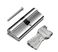 1 Pc of 40/40 mm Brass Core Mortise Door Lock Cylinder,Double side key with 3 Brass Keys, Anti-snap, Anti-bumping,Nickel Brushed Color(80-K-NB)