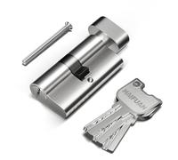 1 Pc of 60 mm (30T/30) Brass Core Mortise Door Lock Cylinder,Singe Side Entry with 3 Brass Keys, Thumbturn knob on The Other Side,Nickel Brushed Color(60-T-NB)