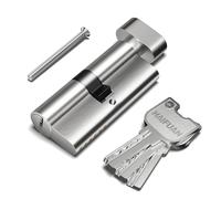 1 Pc of 70 mm (35T/35) Brass Core Mortise Door Lock Cylinder,Singe Side Entry with 3 Brass Keys, Thumbturn knob on the other side,Nickel Brushed Color(70-T-NB)