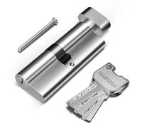 1 Pc of 80 mm (40T/40) Brass Core Mortise Door Lock Cylinder,Singe Side Entry with 3 Brass Keys, Thumbturn knob on The Other Side,Nickel Brushed Color(80-T-NB)