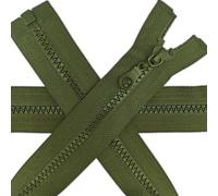 1 pc Olive Green Chunky Zipper 24'' | Open-End Fastener Size #5 | Single Slider, One-Way Plastic Resin Zip for Sewing, Jackets, Coats, DIY Repair, Tailoring | Replacement Zipper 60cm