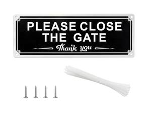 1 Pc Please Close the Gate Sign, Metal Sign with 3 Installation Methods, for Fence Yard Wall