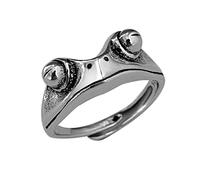 1 PC Retro Men Open Adjustable Rings Antique Silver Color Alloy Steel Frog Animal Style Irregular Pattern Trendy Accessories Convenient handled