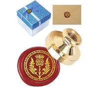 1 Pc Scottish Thistle Wax Stamps Head, Golden Tone Wax Seal Brass Stamp Head for Wedding Invitations Halloween Christmas Xmas Party Envelopes Cards Gift Packing Decoration, 25x14.5mm