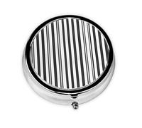 1 pc Small Pill Box 3 Compartment Portable Pill Case for Pocket Purse Pill Organizer Container Holder to Hold Vitamins Medication Fish Oil Supplements (Black & White Stripe)