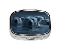 1 pc Small Pill Box 3 Compartment Portable Pill Case for Pocket Purse Pill Organizer Container Holder to Hold Vitamins Medication Fish Oil Supplements (Polar Bears)