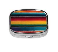 1 pc Small Pill Box 3 Compartment Portable Pill Case for Pocket Purse Pill Organizer Container Holder to Hold Vitamins Medication Fish Oil Supplements (Colorful Mexican Stripes)