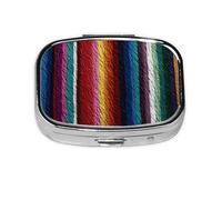 1 pc Small Pill Box 3 Compartment Portable Pill Case for Pocket Purse Pill Organizer Container Holder to Hold Vitamins Medication Fish Oil Supplements (Colorful Mexican Stripes)