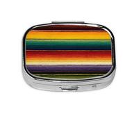 1 pc Small Pill Box 3 Compartment Portable Pill Case for Pocket Purse Pill Organizer Container Holder to Hold Vitamins Medication Fish Oil Supplements (Colorful Mexican Stripes)