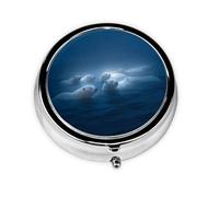 1 pc Small Pill Box 3 Compartment Portable Pill Case for Pocket Purse Pill Organizer Container Holder to Hold Vitamins Medication Fish Oil Supplements (Polar Bears)