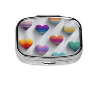 1 pc Small Pill Box 3 Compartment Portable Pill Case for Pocket Purse Pill Organizer Container Holder to Hold Vitamins Medication Fish Oil Supplements (Rainbow Heart)