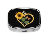 1 pc Small Pill Box 3 Compartment Portable Pill Case for Pocket Purse Pill Organizer Container Holder to Hold Vitamins Medication Fish Oil Supplements (Blessed to Be Called Nana Sunflower)