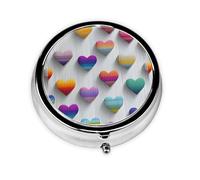1 pc Small Pill Box 3 Compartment Portable Pill Case for Pocket Purse Pill Organizer Container Holder to Hold Vitamins Medication Fish Oil Supplements (Rainbow Heart)