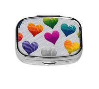 1 pc Small Pill Box 3 Compartment Portable Pill Case for Pocket Purse Pill Organizer Container Holder to Hold Vitamins Medication Fish Oil Supplements (Rainbow Heart)