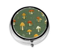 1 pc Small Pill Box 3 Compartment Portable Pill Case for Pocket Purse Pill Organizer Container Holder to Hold Vitamins Medication Fish Oil Supplements (Cute Little Mushrooms)