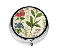 1 pc Small Pill Box 3 Compartment Portable Pill Case for Pocket Purse Pill Organizer Container Holder to Hold Vitamins Medication Fish Oil Supplements (Floral in The Old Book)