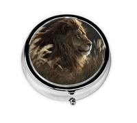 1 pc Small Pill Box 3 Compartment Portable Pill Case for Pocket Purse Pill Organizer Container Holder to Hold Vitamins Medication Fish Oil Supplements (Majestic Lion)