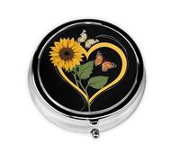 1 pc Small Pill Box 3 Compartment Portable Pill Case for Pocket Purse Pill Organizer Container Holder to Hold Vitamins Medication Fish Oil Supplements (Blessed to Be Called Nana Sunflower)