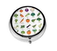 1 pc Small Pill Box 3 Compartment Portable Pill Case for Pocket Purse Pill Organizer Container Holder to Hold Vitamins Medication Fish Oil Supplements (Introduction of Various Vegetables)