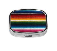 1 pc Small Pill Box 3 Compartment Portable Pill Case for Pocket Purse Pill Organizer Container Holder to Hold Vitamins Medication Fish Oil Supplements (Colorful Mexican Stripes)