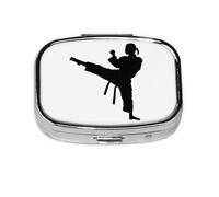 1 pc Small Pill Box 3 Compartment Portable Pill Case for Pocket Purse Pill Organizer Container Holder to Hold Vitamins Medication Fish Oil Supplements (Taekwondo Martial Arts)