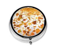 1 pc Small Pill Box 3 Compartment Portable Pill Case for Pocket Purse Pill Organizer Container Holder to Hold Vitamins Medication Fish Oil Supplements (Romantic Autumn The Fall of Maple Leaves)