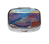 1 pc Small Pill Box 3 Compartment Portable Pill Case for Pocket Purse Pill Organizer Container Holder to Hold Vitamins Medication Fish Oil Supplements (Grand Canyon)