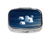 1 pc Small Pill Box 3 Compartment Portable Pill Case for Pocket Purse Pill Organizer Container Holder to Hold Vitamins Medication Fish Oil Supplements (Polar Bears)