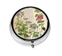 1 pc Small Pill Box 3 Compartment Portable Pill Case for Pocket Purse Pill Organizer Container Holder to Hold Vitamins Medication Fish Oil Supplements (Floral in The Old Book)