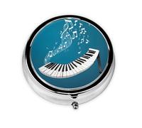1 pc Small Pill Box 3 Compartment Portable Pill Case for Pocket Purse Pill Organizer Container Holder to Hold Vitamins Medication Fish Oil Supplements (Green and White Piano Keys)