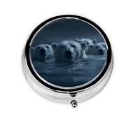 1 pc Small Pill Box 3 Compartment Portable Pill Case for Pocket Purse Pill Organizer Container Holder to Hold Vitamins Medication Fish Oil Supplements (Polar Bears)