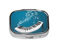 1 pc Small Pill Box 3 Compartment Portable Pill Case for Pocket Purse Pill Organizer Container Holder to Hold Vitamins Medication Fish Oil Supplements (Green and White Piano Keys)