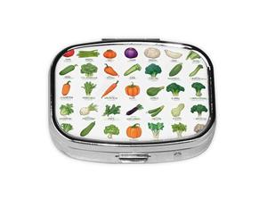1 pc Small Pill Box 3 Compartment Portable Pill Case for Pocket Purse Pill Organizer Container Holder to Hold Vitamins Medication Fish Oil Supplements (Introduction of Various Vegetables)