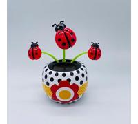 1 Pc Solar Powered Ladybird Toy, Solar Swinging Flip Flap Flower Animated Bobblehead Dancer Toy, Car Windowsill Decoration Desktop Solar Dancing Ornament Sun, Solar Dancer Figure Car Decoration