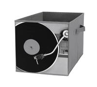 1 PC Square Oxford Cloth Storage Basket Bin Foldable Organizer with Handles, Clothes Bucket Waterproof Laundry Hamper 10.6"x10.6"x10.6" Print Vinyl Record on a Turntable Record Player Black White