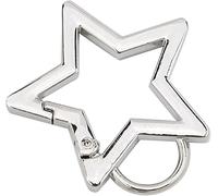 1 Pc Star Shaped Stainless Steel Keychain Clip Carabiner Snap Hook Holder Star Carabiner Hook Clip Key Holder Clip Keychain Carabiners for Keys and Wallet Accessory with Key Chain Rings（Silver）