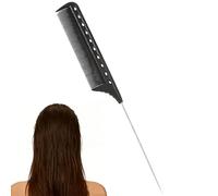 1 Pc Texture Comb, Comb With Metal Tail, Rat Tail Combs, Anti Static, Teasing Hair Straightening Combs For Styling Of All Hair Types(Black)
