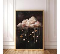 1 Pc Vintage Floral Clouds Canvas Art Whimsical Wildflower Designs For Living Room Bedroom Home Decorations 80x120cm framework