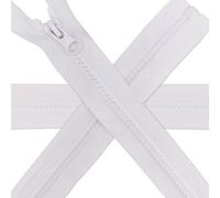 1 pc White Chunky Zipper 24'' | Open-End Fastener Size #5 | Single Slider, One-Way Plastic Resin Zip for Sewing, Jackets, Coats, DIY Repair, Tailoring | Replacement Zipper 60cm