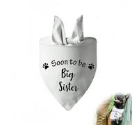1 Pc White Dog Bandana Modal Triangle Pet Neckerchief with “"Soon to be Big Sister" ” Words and Paw Prints Washable Scarf Bibs Accessories for Large or Small Dogs Gender Reveal 42x42x62cm