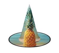 1 PC Witch Hat for Halloween Party Masquerade Cosplay Costume Accessory | Pineapple By The Sea Printed Wizard Hats For Women Kids Teens Party Cosplay Dress Up Decor
