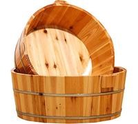 1 Pc Wooden Foot Bath Bucket, Premium Pedicure Bowl Foot Spa Massage Pedicure Barrels, Wooden Foot Basin, Solid Wood Foot Tub for Soaking Feet