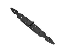 1 Pc x 150+150 mm Backflap Hinge Black, Retro Steel Back Flap Hinges, Weather Resistant, Rust Proof Powder Coating, Strap Hinges for Indoor or Outdoor Use On Gates, Sheds, Gazebos, Wardrobes, Chests