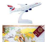 1 PCS 1/400 Scale Plane Model, A380 Model Plane, British Airways Planes Diecast Metal Airplane with Stand, Alloy Aircraft Toy Planes for Kids Aviation Enthusiasts, Collectible Display Decoration Gift