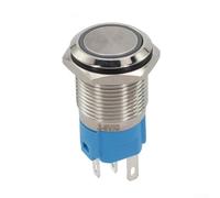 1 Pcs 16Mm Momentary Push Button Switch 24V DC On Off SPDT Waterproof IP67 Stainless Steel With LED Angel-Eye Head For Ф16mm Mounting Hole (Green)